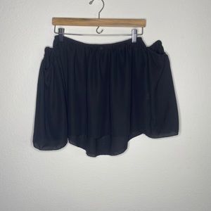 Black Sheer Off-Shoulder Flowy Top with Sleeves